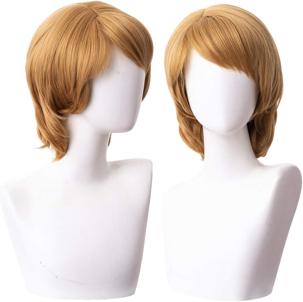 Cfalaicos Mens Short Blonde Cosplay Wig