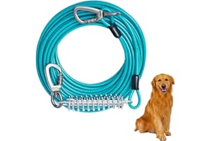 50FT Dog Tie Out Cable for Large Dogs,Dog Chains for Outside,Durable Dog Runner Tether Line for Outdoor,Heavy Duty Dog Tie Ou
