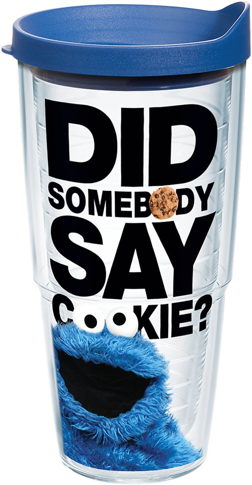 Tervis Made in USA Double Walled Sesame Street Insulated Tumbler Cup Keeps Drinks Cold & Hot, 24oz, Did Somebody Say Cookie