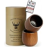 Premium pack Of 2 Charred Wooden Bourbon Glasses for Whiskey drinking old fashion personalized Gifts Grail Men Groomsmen Dad, Brother 21st Birthday,Valentine, young older Ideas Who Have Everything