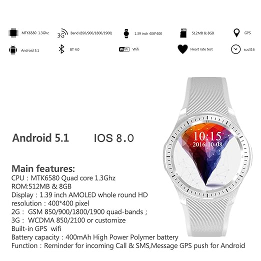 Reloj Sport, Bluetooth podómetro, Bluetooth Smart Watch Slot GSM ...