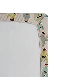 Ambesonne Sports Fitted Sheet Set, Cartoon Karate