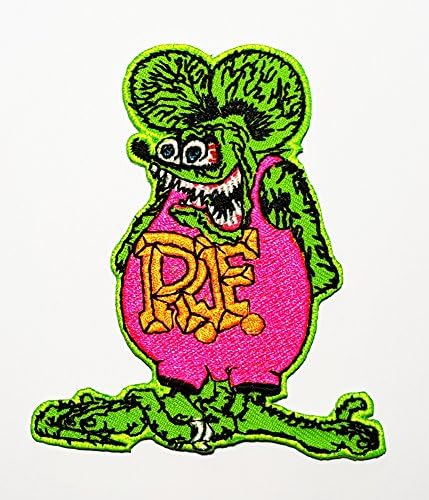 R.f. Rat Fink Big Daddy Hot Rod Logo Tab Patch Sew Iron on Embroidered Applique Sign Jackt T Shirt Ideal for Gift/ 7.5cm(w) X 8.5cm(h)