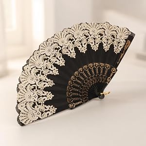 1pc Handheld Chinese Folding Hand Fans for Foldable Bulk for Party(black)