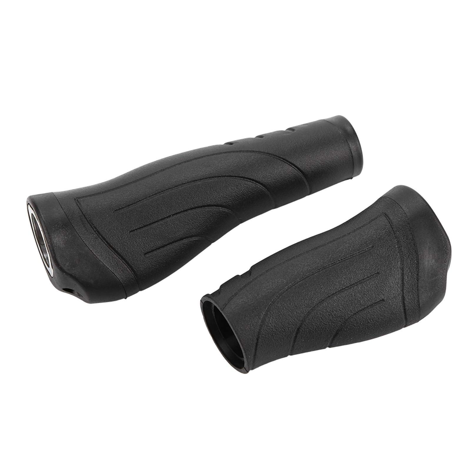 AMONIDA Mountain Bike Handlebar Grips, Non-slip Plastic Bike Grips, Short Long Comfy to Grip Durable Lock on Grips Mountain Bike for Folding Bike and Mountain Bike(black, A pair of length)