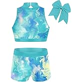 Vogseek Gymnastics Leotards for Girls with Shorts Sparkly Ballet Dance Unitards Biketards Kids Activewear