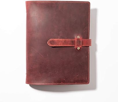 Amazon 手作り本革手帳 牛革ノートブック ジッパー式ヴィンテージメモ帳 バインダー日記 プレミアムギフトボックス包装 レッド システム手帳 文房具 オフィス用品