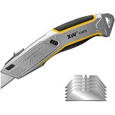 XW Heavy Duty Auto-loading Utility Knife,3-position Retractable Box Cutter with Total 5 Blades