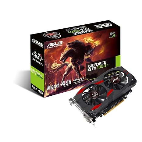 Asus Cerberus-GTX1050TI-A4G Gaming Grafikkarte (Nvidia, PCIe 3.0, 4GB GDDR5 Speicher, DVI, HDMI, Display Port)
