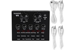 Live Sound Card, V8 Live Broadcast Sound Card Mixer Board with USB Connector Multifunction Computer Karaoke DJ Audio Studio P