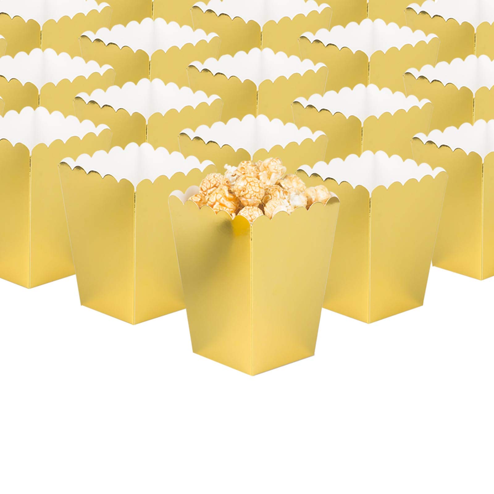 GAKA FAVOR Gold Popcorn Boxes Mini Paper Popcorn Containers for Party,Pack of 24