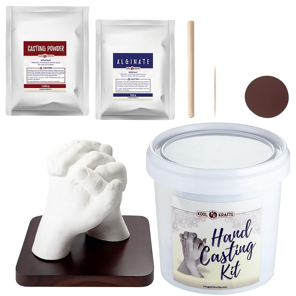 Photo 1 of Hand Casting Kit for Couples, DIY Plaster Statue Molding Kit, Wooden Mahogany Base DIY Hand Mold Kit, Anniversary for Men, Women, Wedding Gift, Mother's Day Gifts for Wife, Valentine's Day Gift