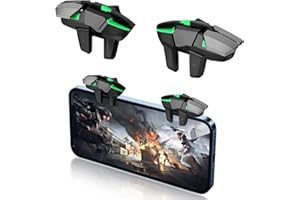 ZJRUI 6 Trigger PUBG Mobile Controller, New Version Smart Phone Game Controller Gamepad Large Thickness, 6 Fingers Sensitive Aim & Shoot PUBG Triggers Compatible with iPhone Android iPad (Black A4)