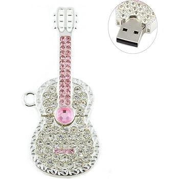 USB Flash Drives Diamond Crystal Necklace Guitar Memory Stick Flash Disk Card