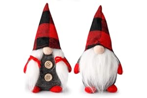 D-FantiX Mr and Mrs Christmas Gnomes Plush Set of 2, Handmade Swedish Tomte Santa Scandinavian Figurine Nordic Plush Elf Doll Gnome Ornaments Gnomes Christmas Decorations Home Decor 7.5 Inch