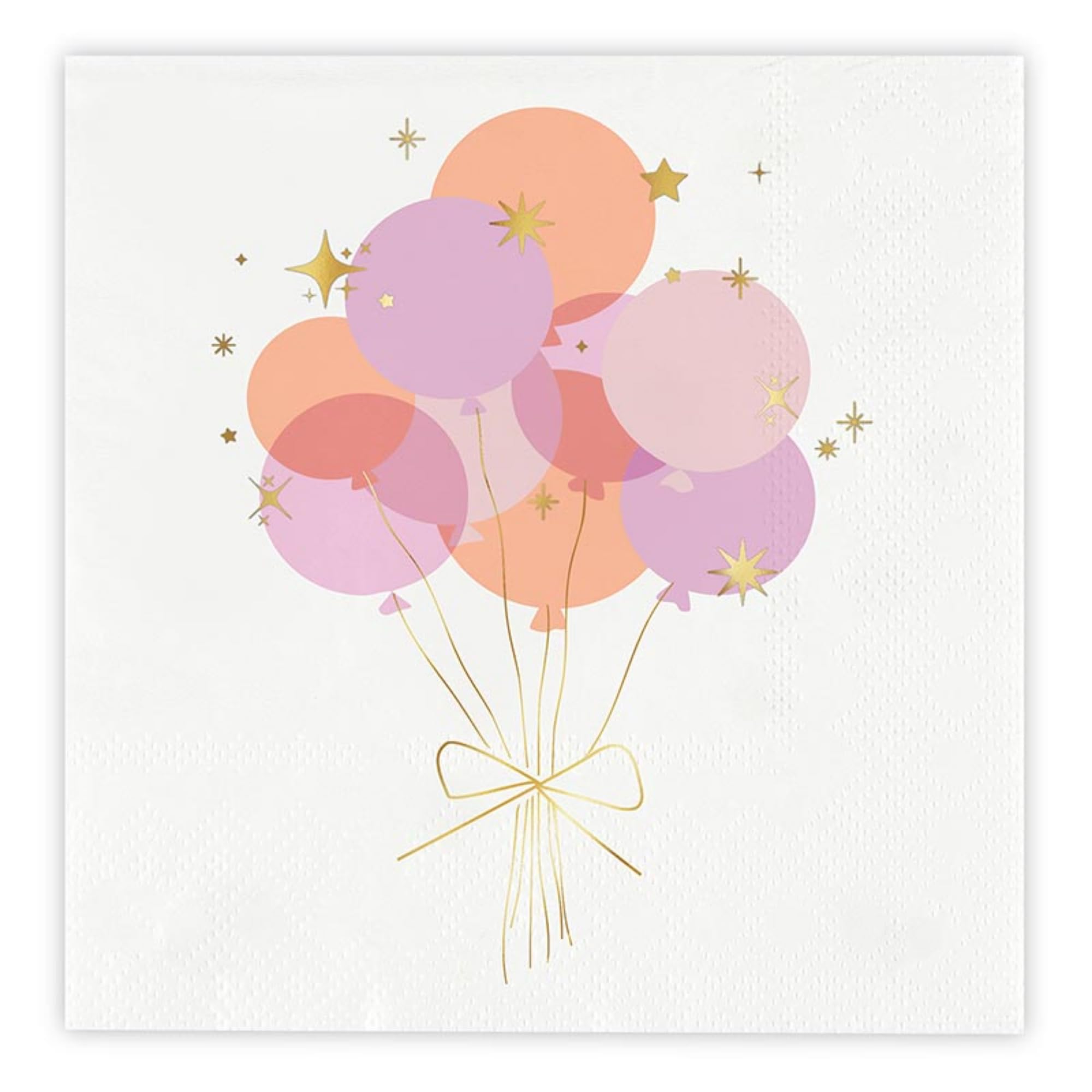 Photo 1 of 3 pack. Slant Collections Birthday Party Beverage/Cocktail Disposable Paper Napkins with Gold Foil Embellishment, 20-Count, Balloons