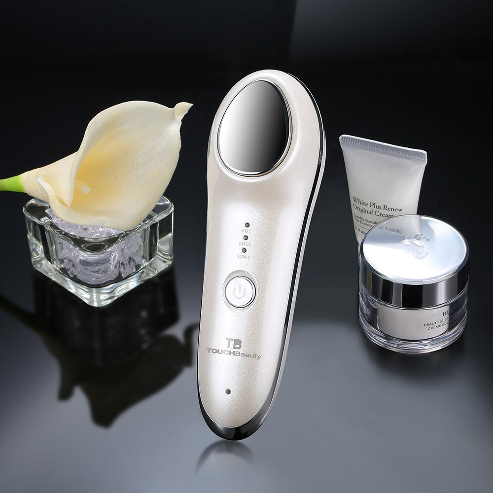 TOUCHBeauty Hot & Cold Facial Massager - Handheld Sonic Vibration Skin Rejuvenating Relaxation Device for Smoother Tighter Face, Skincare Warming & Cooling Beauty Tool for Women: Beauty