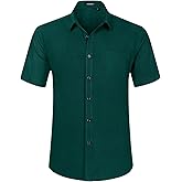 HISDERN Mens Short Sleeve Dress Shirts Solid Wrinkle Free Formal Summer Shirt Business Casual Stretch Button Down Shirts