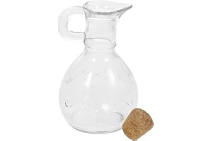 SUPVOX 200ml Glass Oil Dispenser Bottle with Spout and Wooden Stopper, Anti-leak Oil Cruet for Kitchen