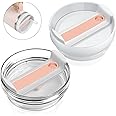 BKBY 2Pcs 40 OZ Tumbler Lid Compatible with Stanley Cup, Durablee Replacement Lids for Stanle Adventure Quencher Travel Tumbler 40 OZ, Spill-Proof Tumbler Cover(Rose Quartz + Transparent)