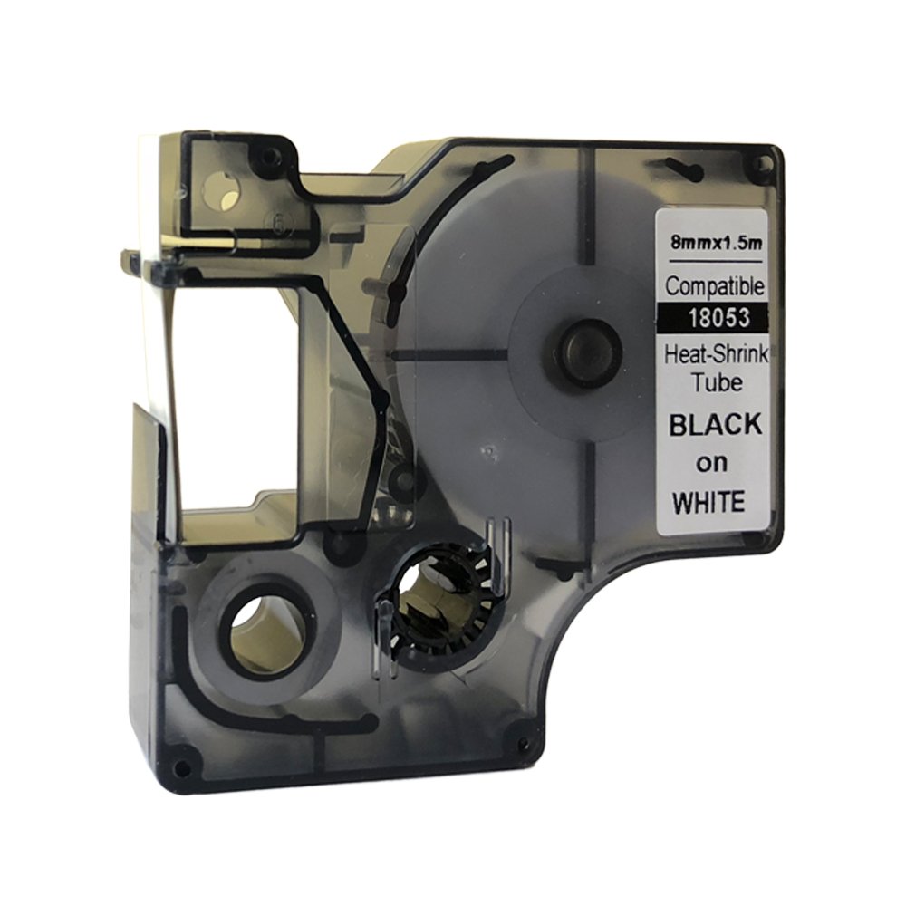 NEOUZA Compatible for DYMO 18053 S0718280 Rhino IND Industrial Heat-Shrink Tube Label Tape Length 1.5m (Black on White, 9mm)