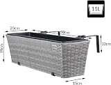 CASARIA Set of 2 Flower Boxes Weatherproof Poly Rattan 60x20x19cm Grey view 9