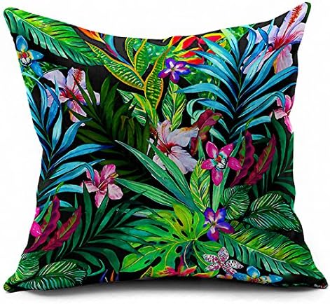 Facebecd Throw Pillow Case Linen Tropic Style Pillowslip Square Decorative 18 X 18''