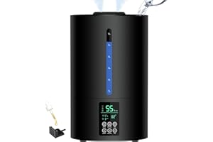 COOLFIQU 6L Humidifiers for Bedroom Large Room Home, Cool and Warm Humidifiers for Baby and Plants Mist Top Fill Desk Humidifiers Essential Oil Diffuser, Quiet with Adjustable Mist,360°Nozzle-Black