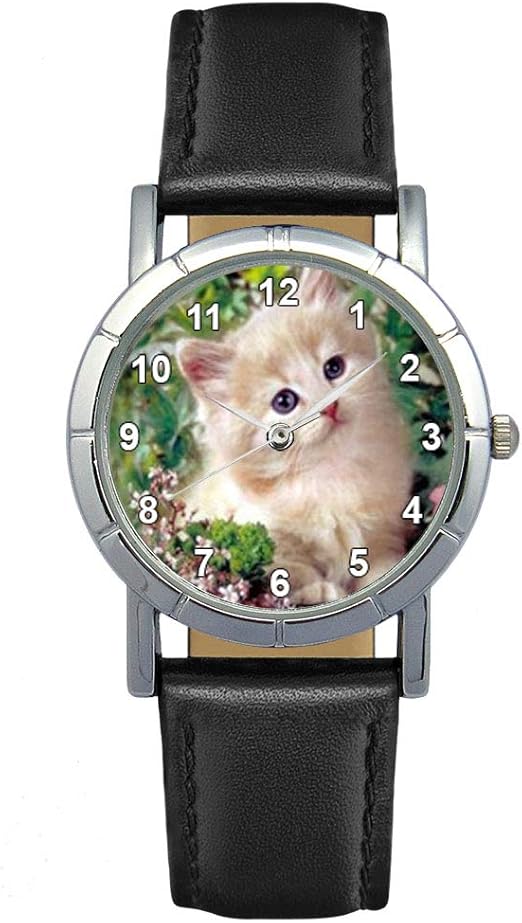 Chat Bebe Montre Femme Bracelet Cuir Noir Analogique Quartz Cw134 Amazon Fr Montres