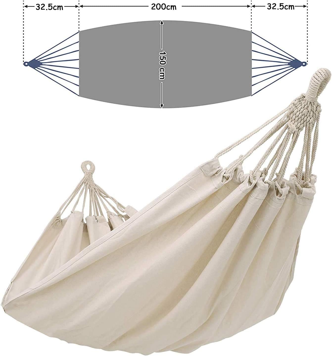 KEPEAK Cotton Hammock, Brazilian Double Hammock, Soft Comfortable Fabric Canvas Hammock for Patio, Porch, Garden and Backyard: Furniture & Decor