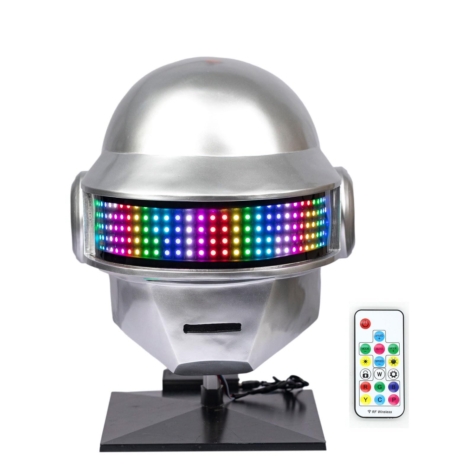 Photo 1 of **FOR PARTS/NON-FUNCTIONAL** Pluscraft Deluxe Punk Helmet Cosplay Costume Mask for Men Halloween Party Music Festival Costume Accessories (LED Thomas Ver)