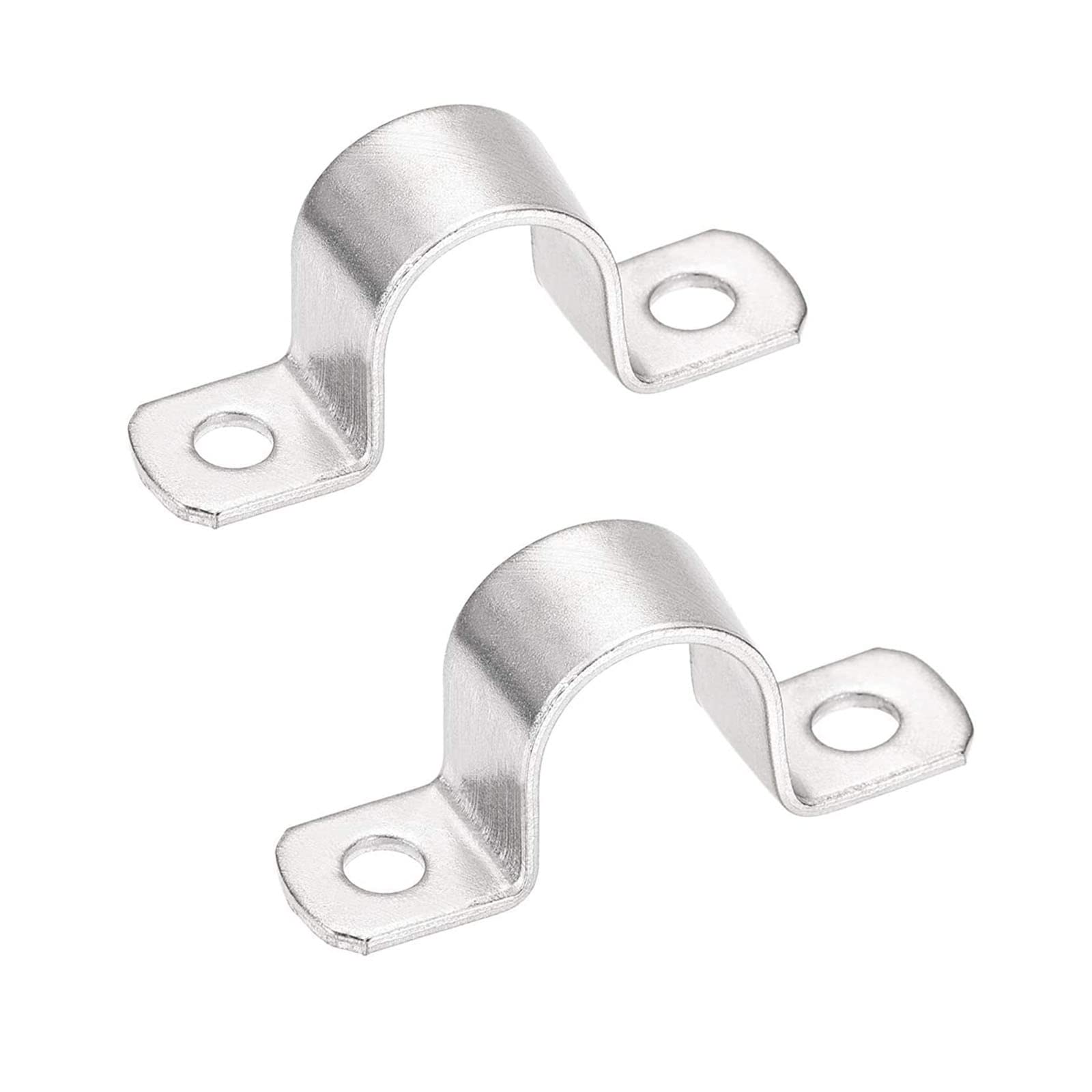 TOP-VIGOR 2Pcs 25mm(1") Rigid Pipe Strap, 2 Holes Tube Straps 304 Stainless Steel U Bracket Tension Tube Clip Clamp for Pipe Fixing