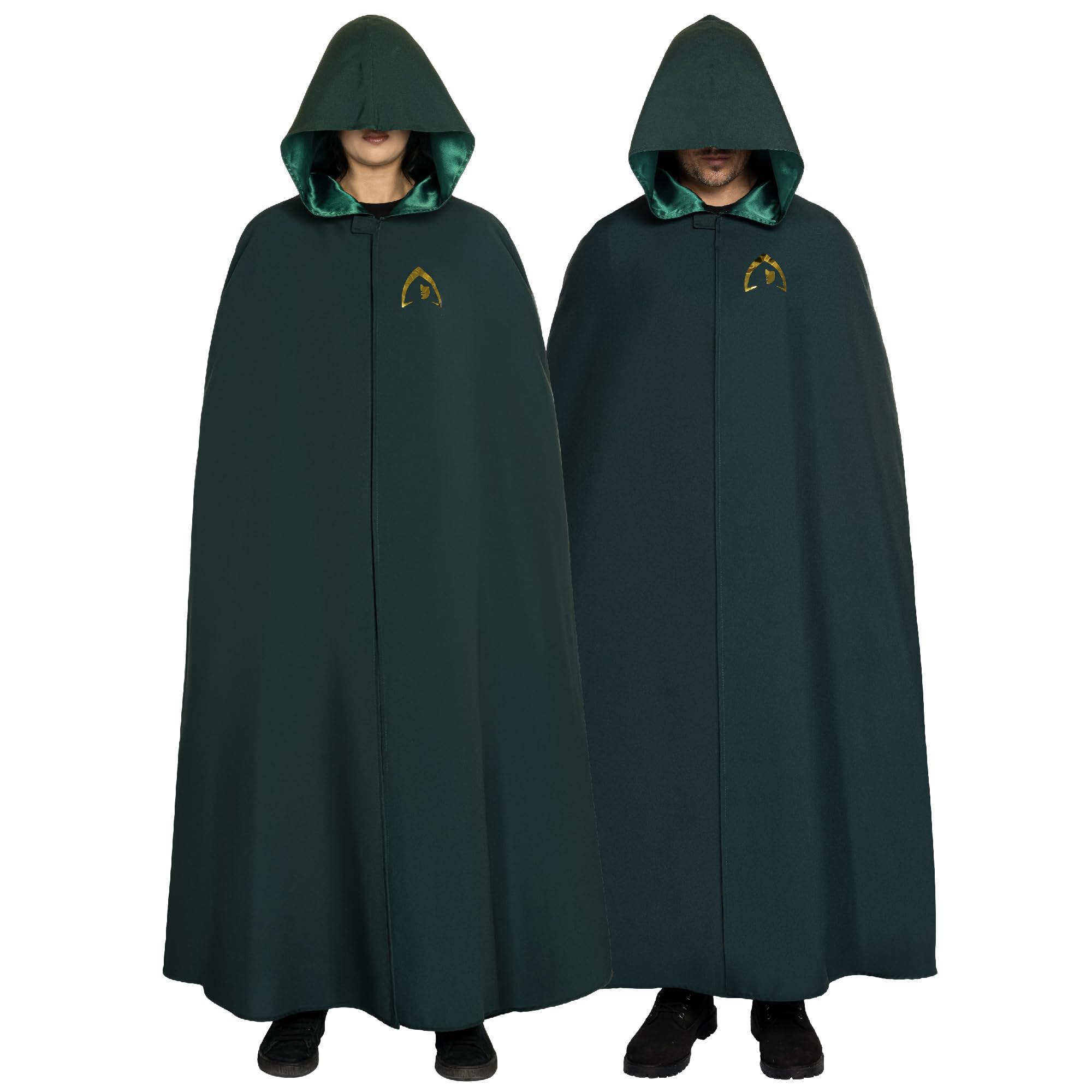 Rubies 1001084S-M000 The Traitors Full Length Hooded Cloak Adult Fancy Dress, Men, Women, Green, S-M Halloween