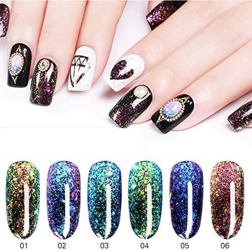 6 Pcs Glitter Gel Nail Polish Set Galaxy