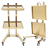 2 Tier Metal Rolling Cart, Stainless Steel Salon