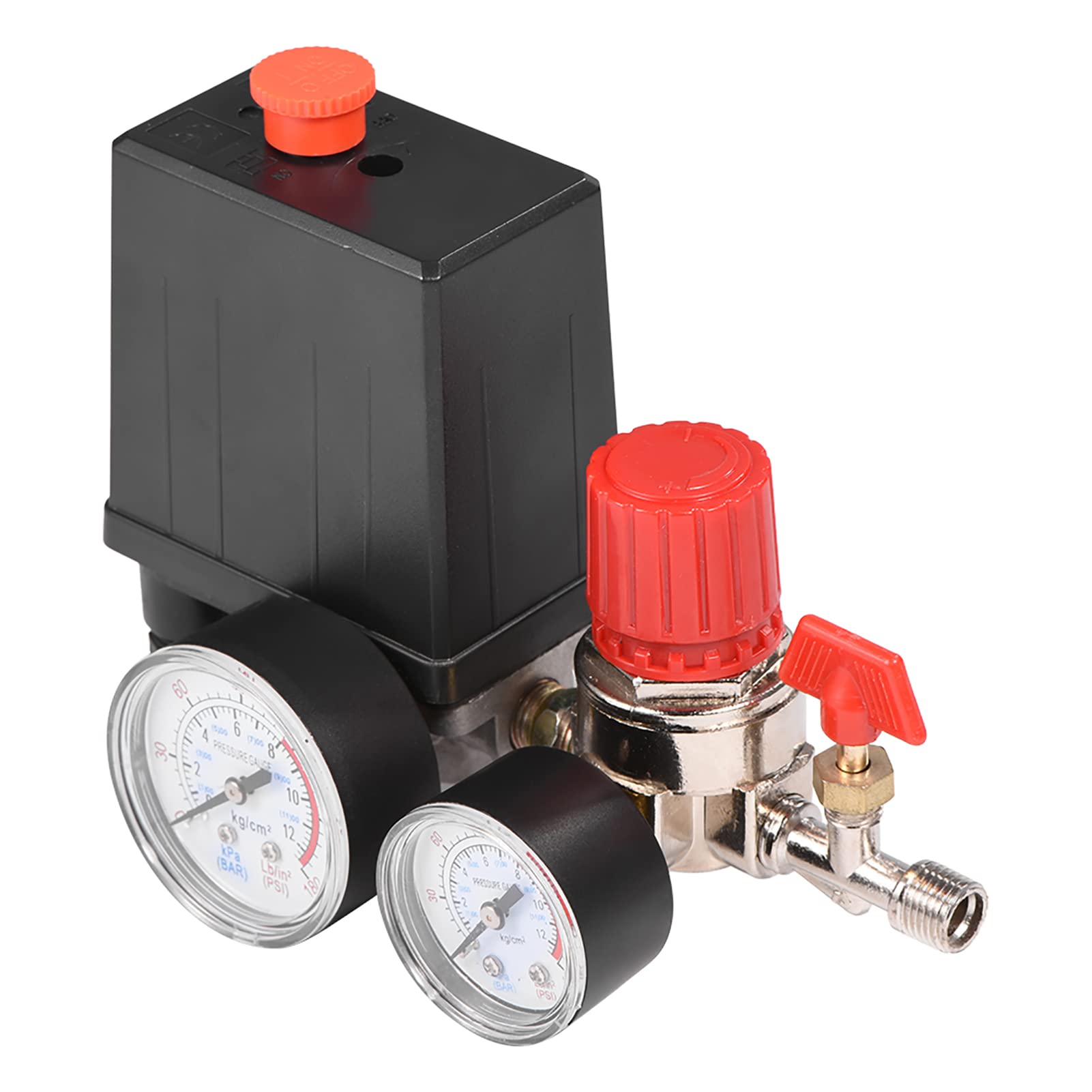 Artillery Air Compressor Control,Small Size Air Compressor Pressure Switch Control Valve Regulator with Pressure Gauges for Quick Pressure Relief