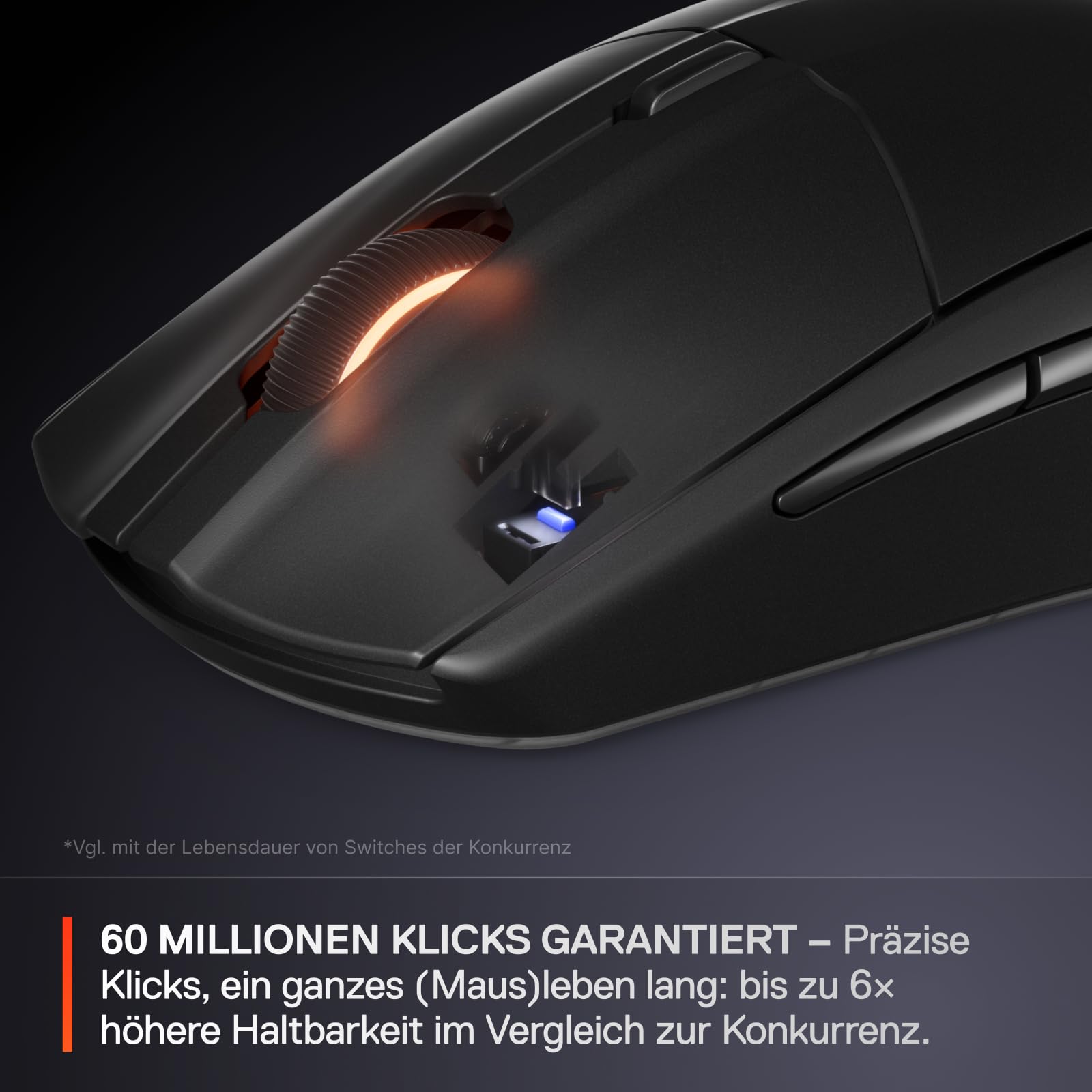 SteelSeries Rival 3 Wireless Gen 2 Gaming-Maus – 2,4 GHz und Bluetooth – 18.000 DPI TrueMove Air-Optiksensor – 60 Mio. Klicks garantiert – Ultraleicht – PTFE-Gleitfüße - Schwarz 5