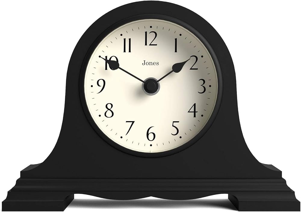 Jones Clocks Speakeasy Small Mantel Clock Black Napoleon Hat Design