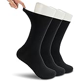 LIXIA Men's Non Binding Merino Wool Socks 3/6 Pairs Pack- Wide Calf Good for Circulation - No Compression Warm Breathable