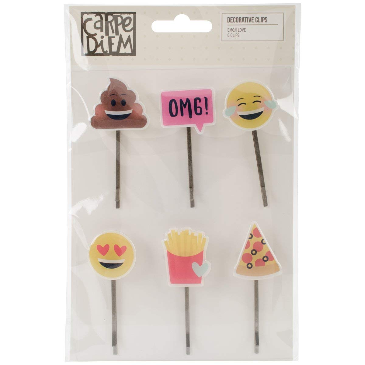 Simple Stories Emoji Love Decorative Clips, Metal, Multicoloured, 17.1 x 10.8 x 0.8 cm