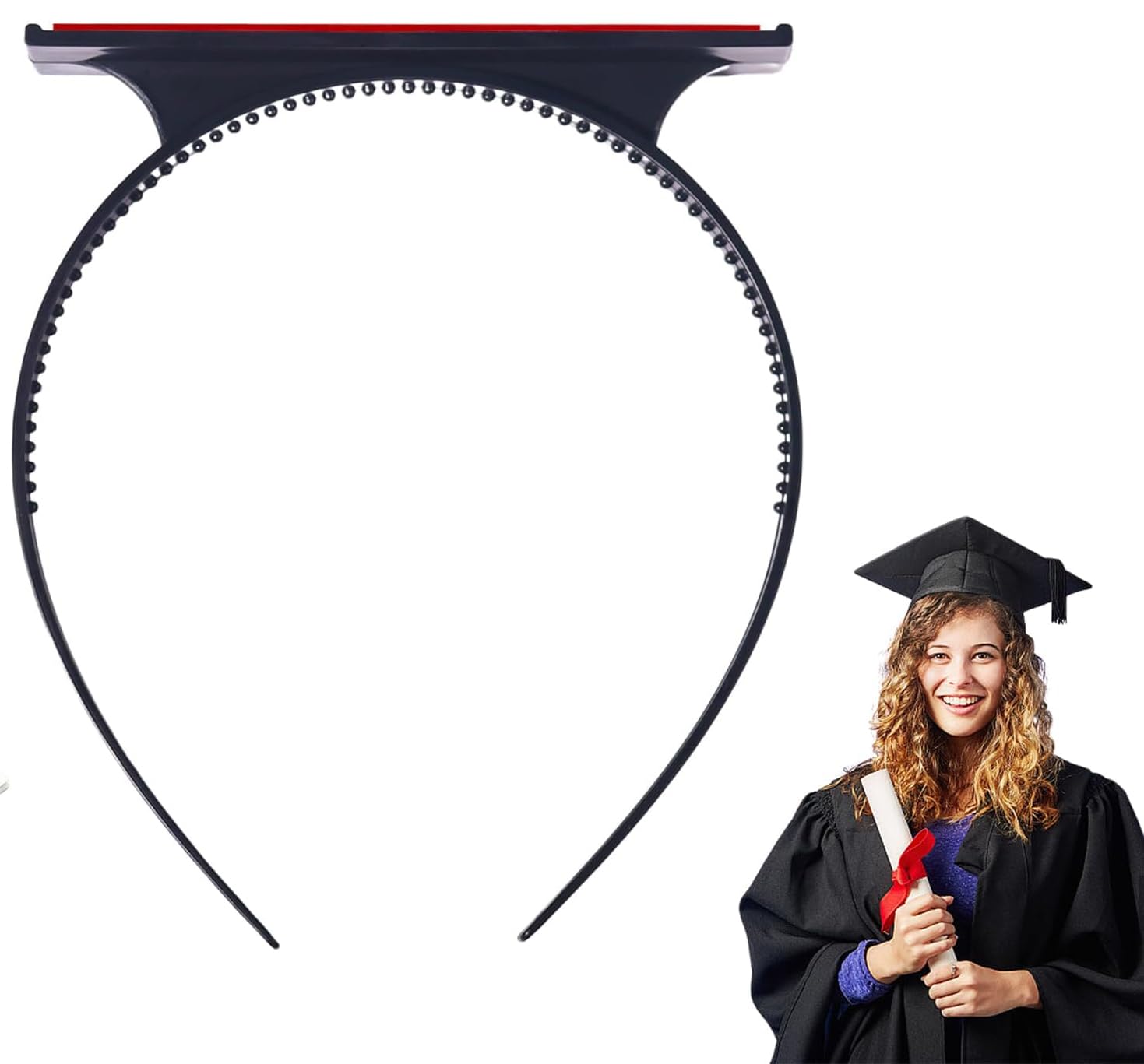 Photo 1 of *BUNDLE OF 2* ZEYER Graduation Cap Headband, Upgrade Inside Grad Cap Headband Holder Clip Secures Black Hair Accessories for Busy Graduates Fashion 1PCS