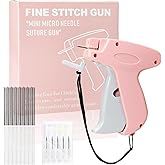 Stitch Gun for Clothes, Handheld Stitch Gun Quick Clothing Fixer,Sewing Kit Includes 1,000 Black Fasteners & 1,000 White Fasteners & 6 Needles,Tagging Gun(Light Pink)