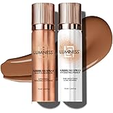 LUMINESS Silk Airbrush Spray Foundation & Primer Kit - Full Coverage Foundation, Anti-Aging Formula Hydrates & Moisturizes with Hyaluronic Acid, Aloe Vera & Hydrolyzed Silk (Shade - Tan Dark)