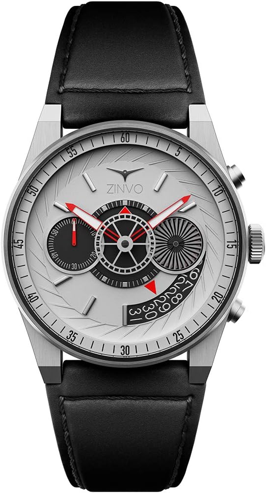 Zinvo Luxury Men's Chrono Wrist Watch - Premium Italian Leather Watch Band - 42mm Chronograph Watch - Quartz Movement
