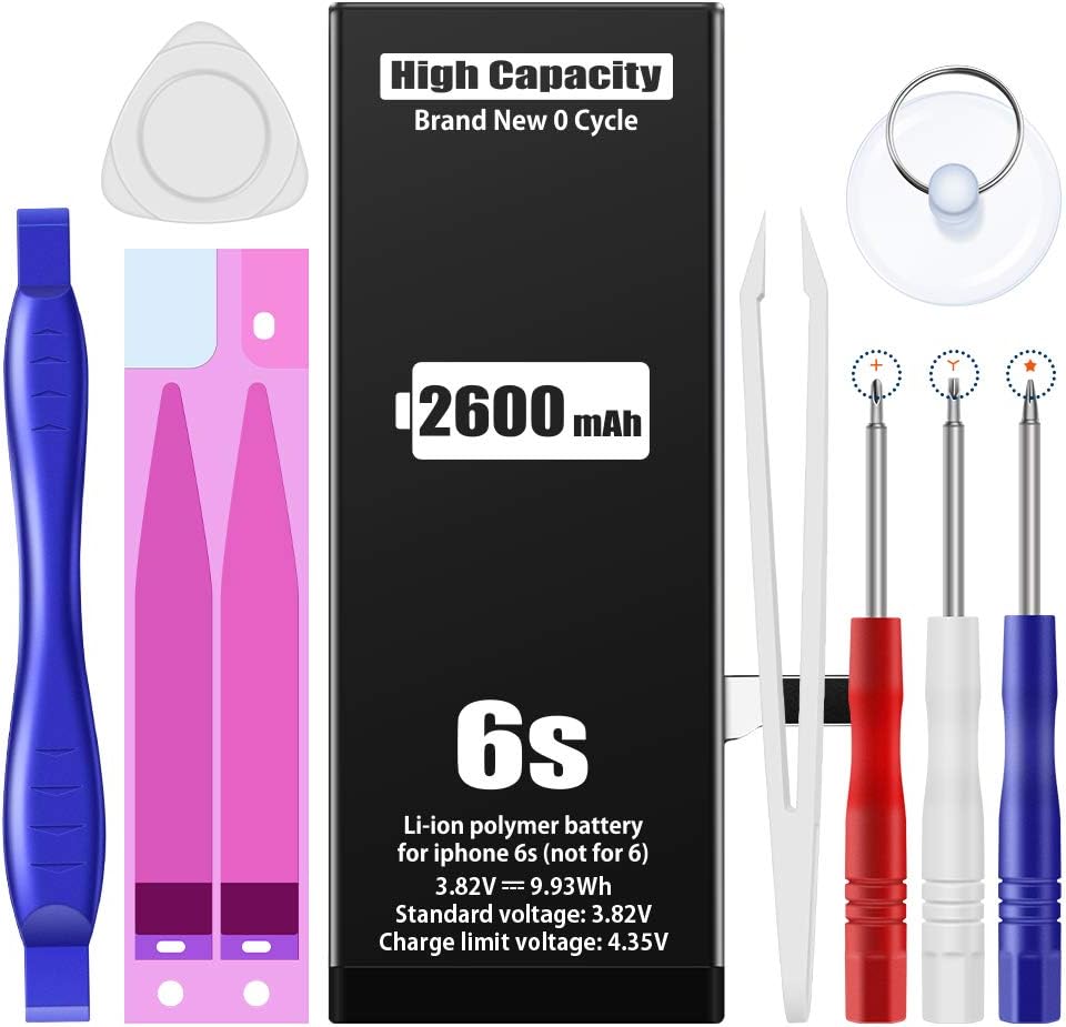Battery for iPhone 6s 2600mAh, Replacement Battery with Super High Capacity for iPhone 6s with Full Remove Tool Kit (Only for 6s) Compatible Complete Repair Tool Kit 2: Home Audio & Theater