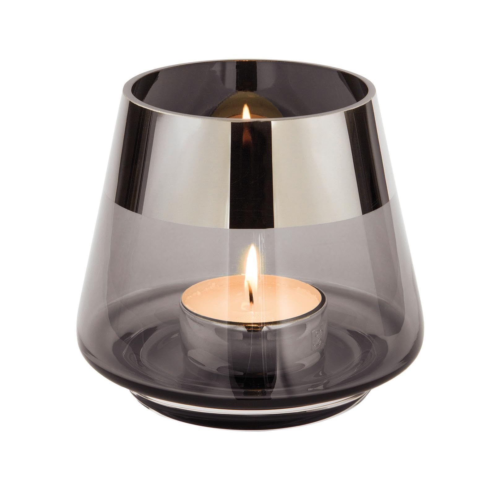 Fink Jona 116070 Glass Tea Light Holder 15 x 15 x 13 cm Grey