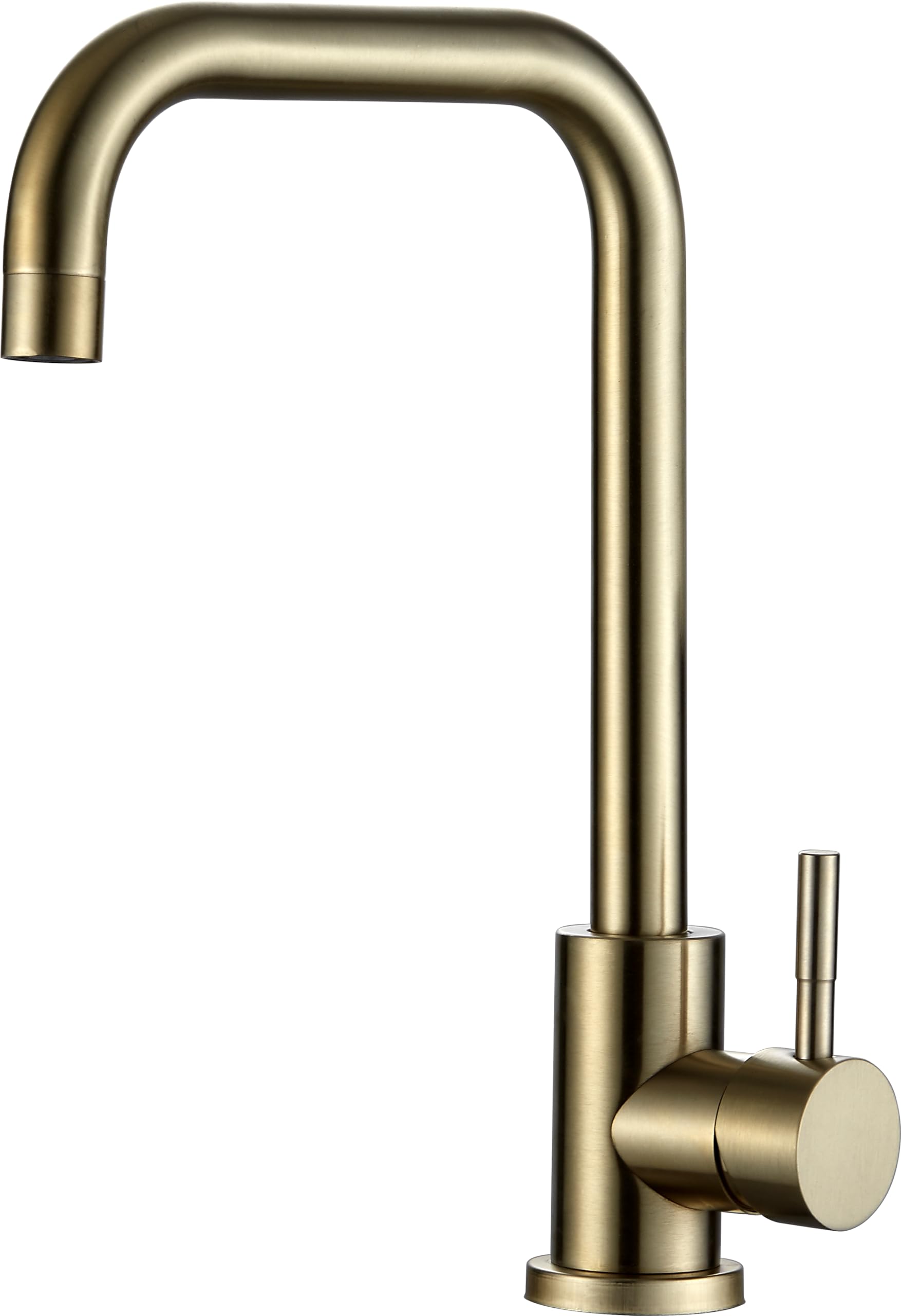 Home Range Modern U-Shaped Kitchen Sink Tap - Durable Brass Kitchen Mixer Tap with Brushed Gold Finish & 360° Swivel - Monobloc Single Lever Kitchen Sink Mixer Tap with Hot and Cold Water