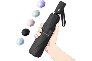BAODINI Small UV Protection Travel Umbrella Compact for Rain and Sun UPF 50+ Windproof Portable 42 inch Umbrella for Women an