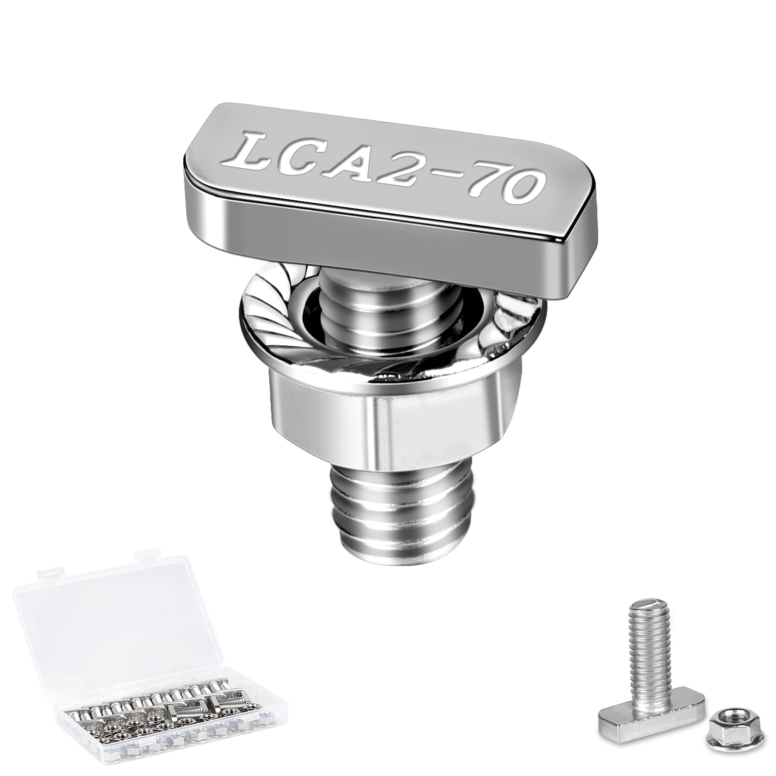 EXLECO 40 x Hammer Head Screws M8 x 20 Stainless Steel Hammer Head Screw with Plastic Box Stainless Steel Screw Attachment with Flange Nuts for Greenhouse Aluminium Profile Rails PV Rail with 8 mm