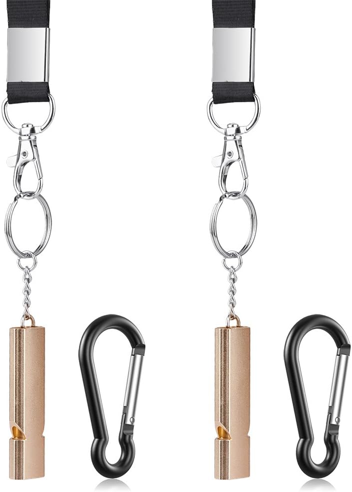 Michael Josh Double Tubes Survival Emergency Aluminum Whistle with Keychain,Durable High Frequency Loud for Ourdoor Hiking Camping Climbing(PACK/2CS)